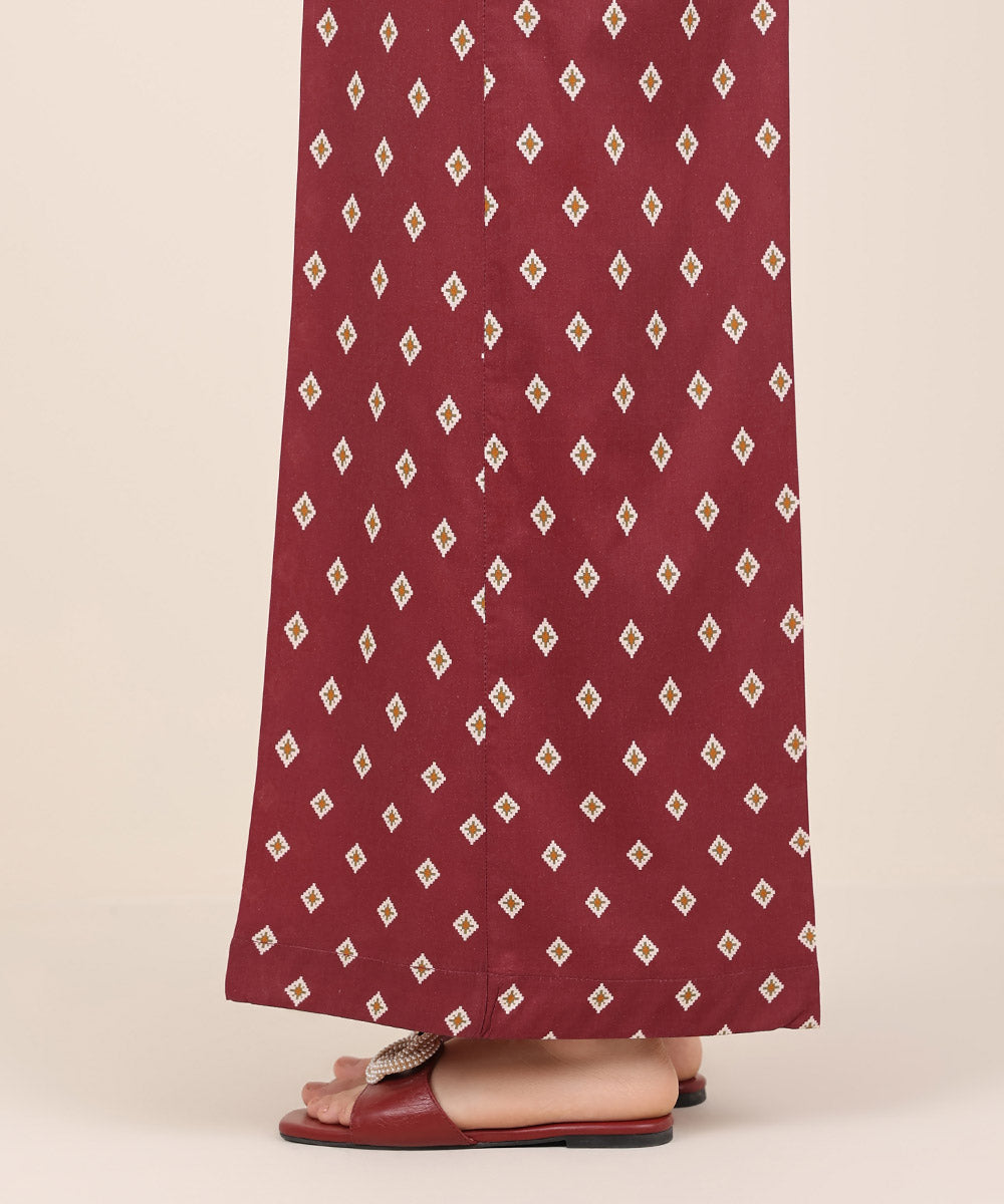 Women's RTW Cotton Viscose Red Printed Flared Pants