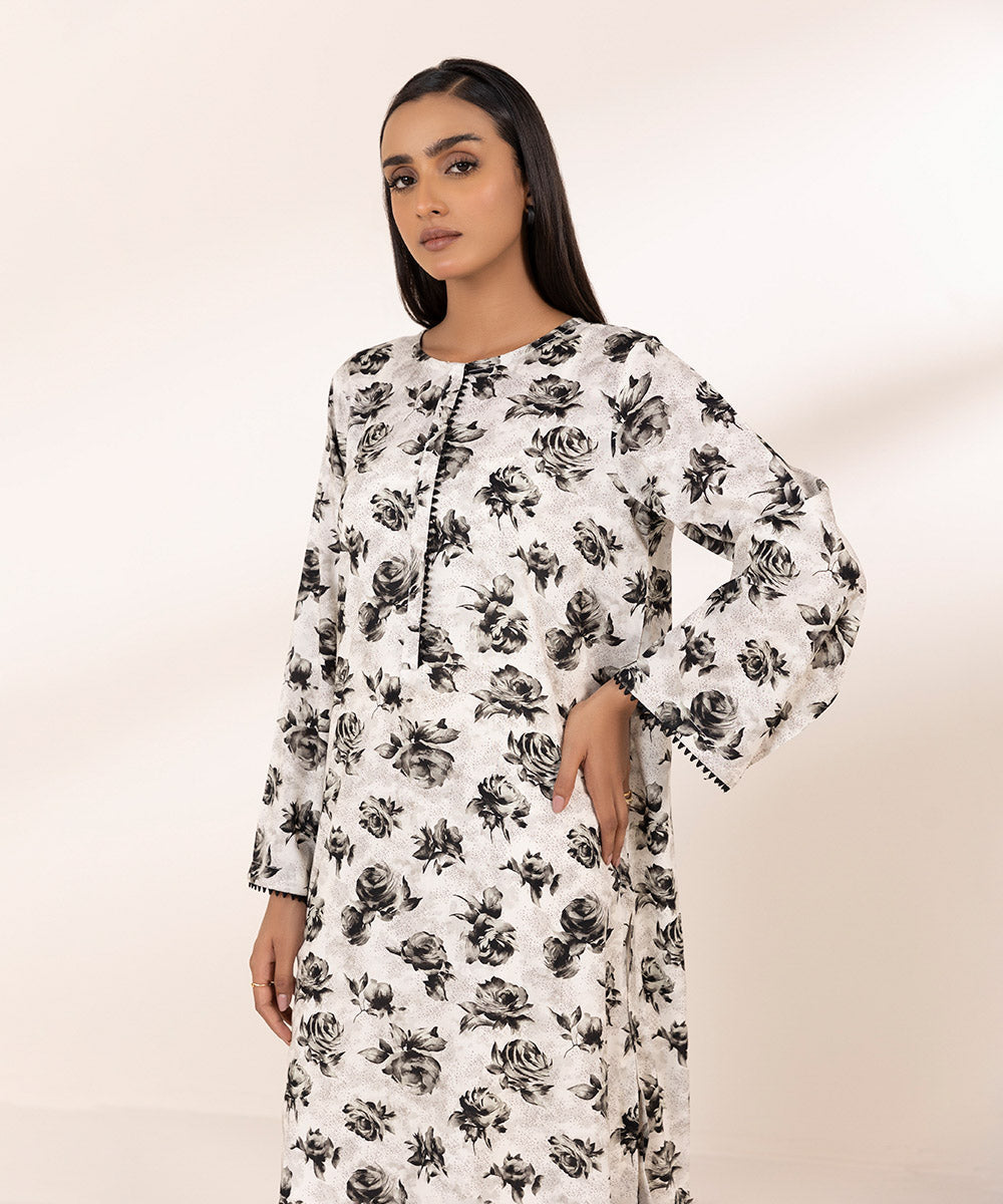 Women's Pret Arabic Lawn Solid White A-Line Shirt