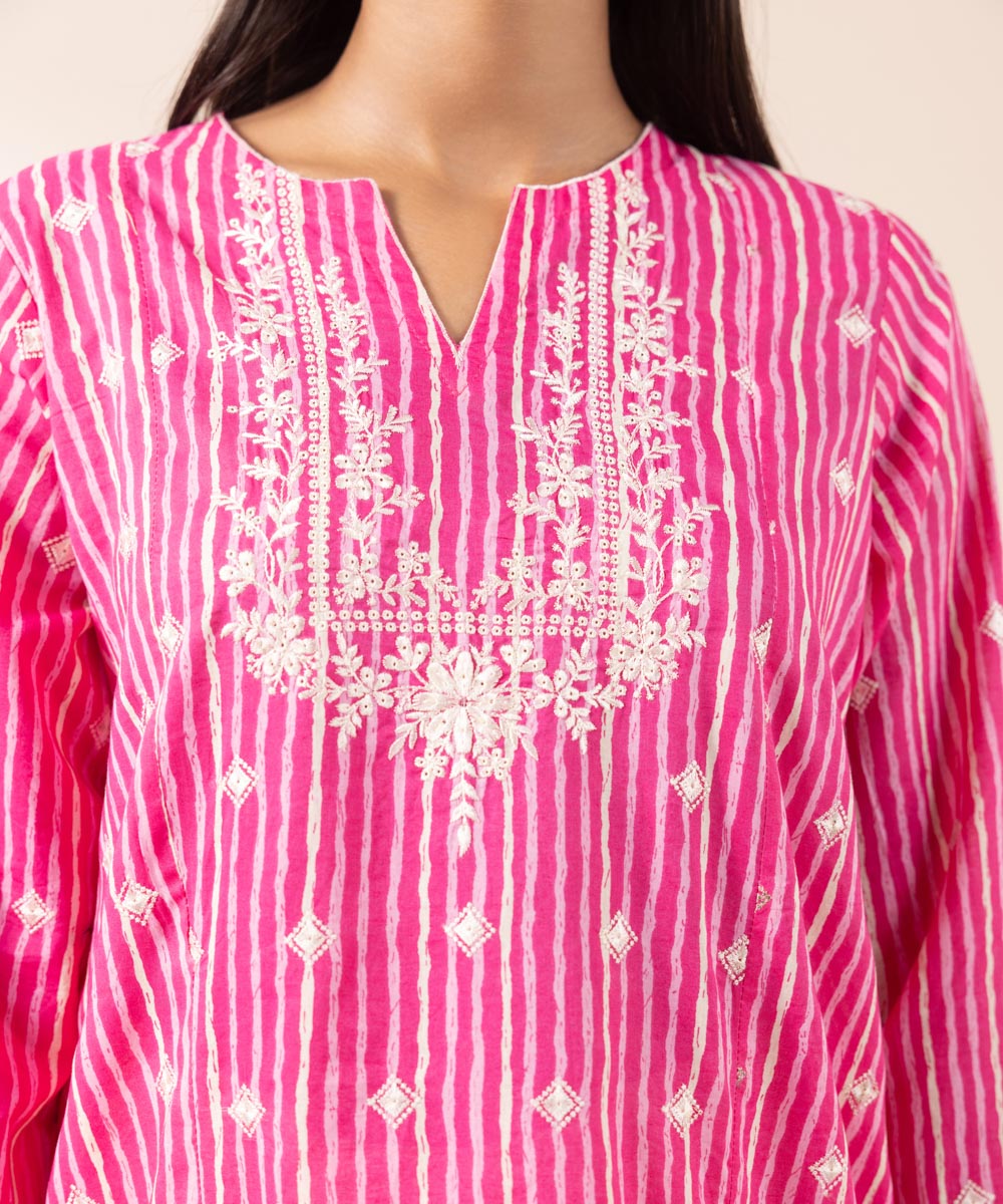 Women's Pret Lawn Pink Embroidered A-Line Shirt