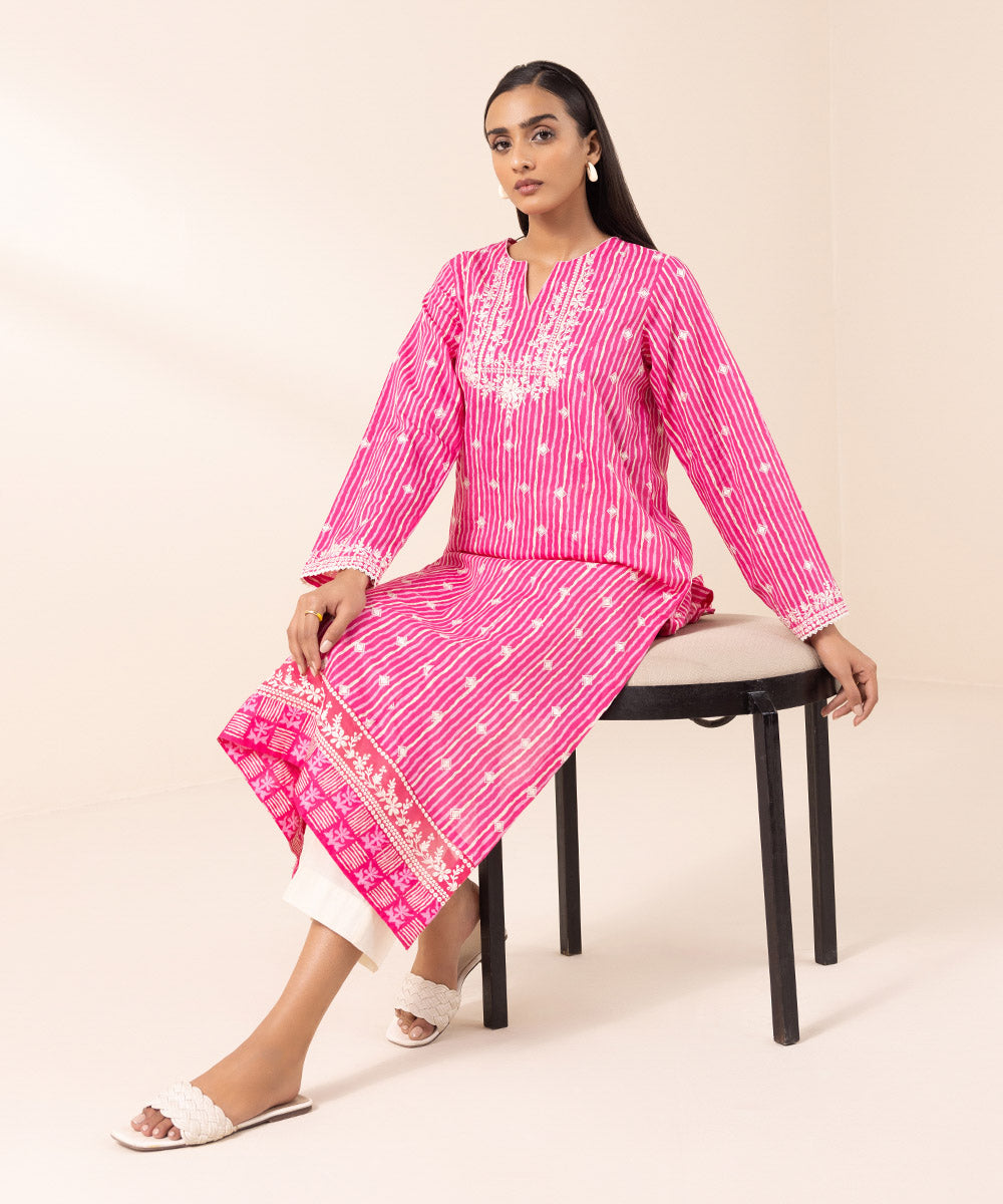 Women's Pret Lawn Pink Embroidered A-Line Shirt