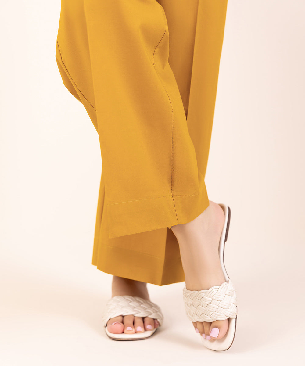 Women's Pret Cambric Yellow Solid Culottes