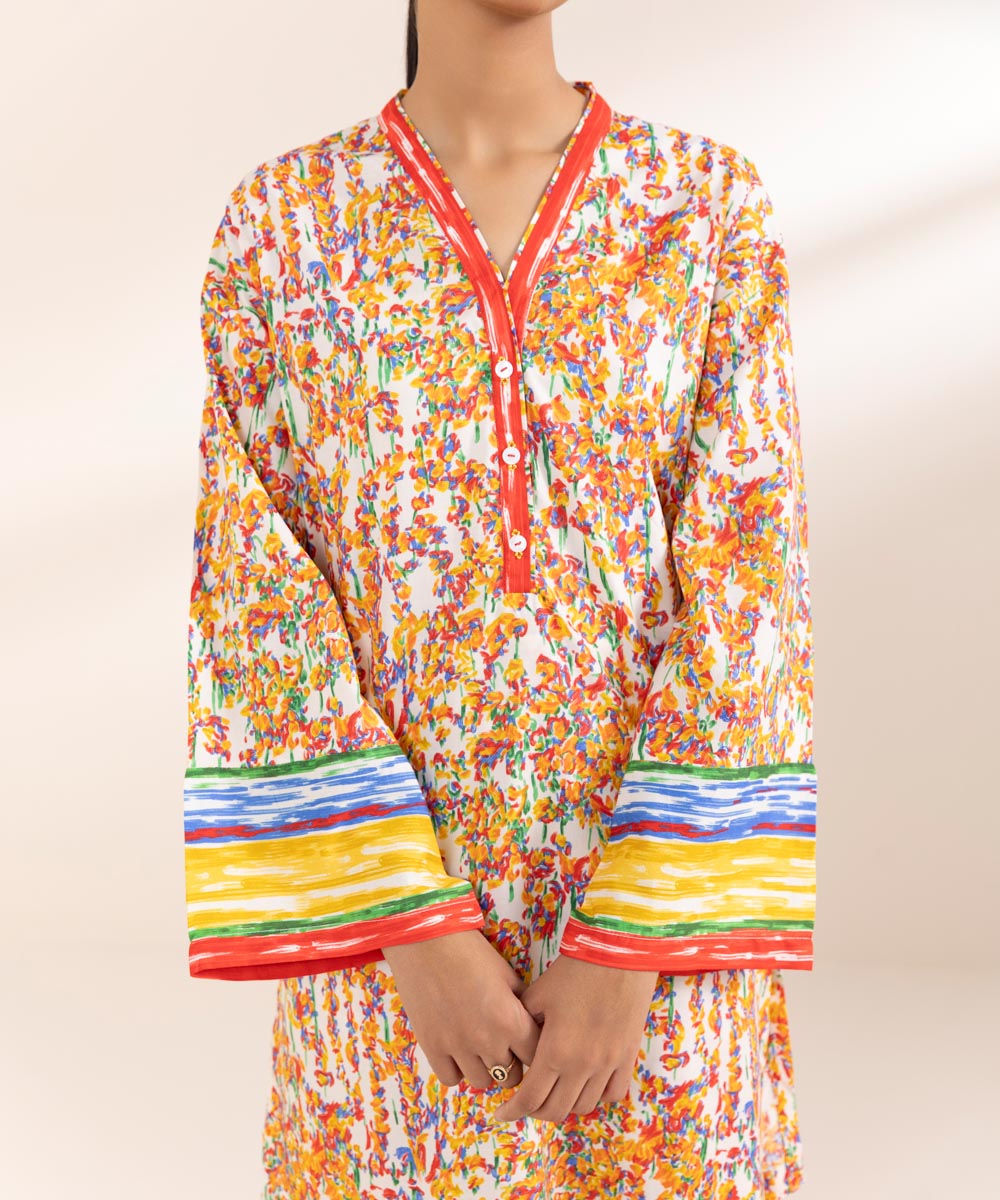 Women's Pret Cotton Viscose Multi Printed Boxy Shirt