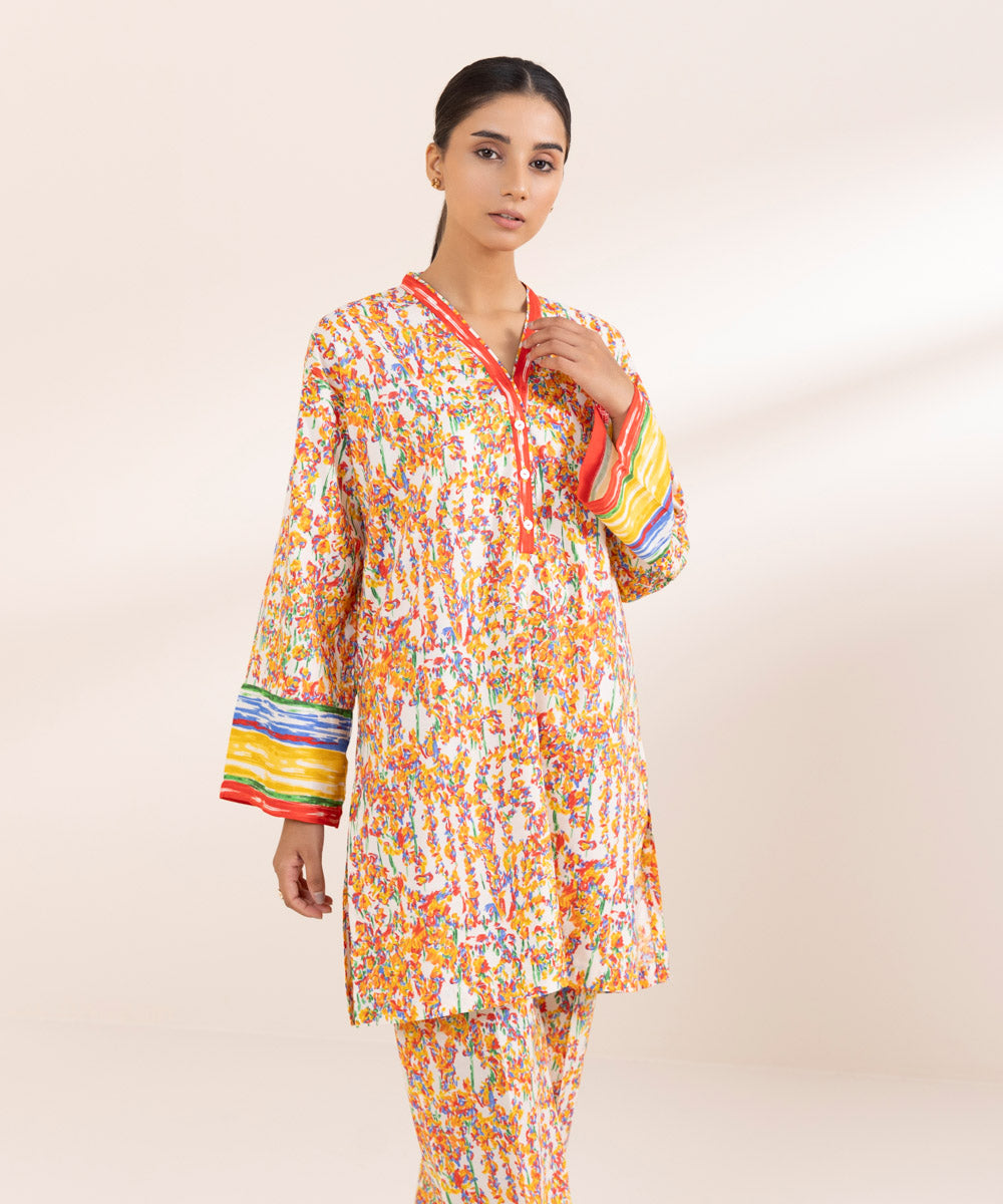 Women's Pret Cotton Viscose Multi Printed Boxy Shirt