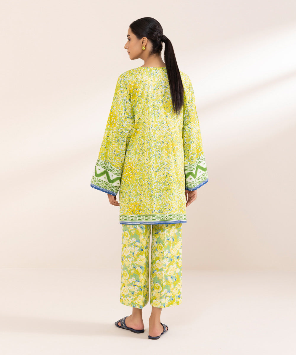 Women's Pret Cotton Viscose Yellow Printed Boxy Shirt