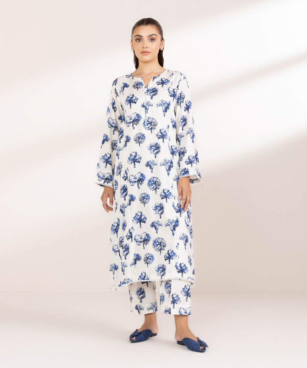 Women's Pret Linen Printed White A-Line Shirt