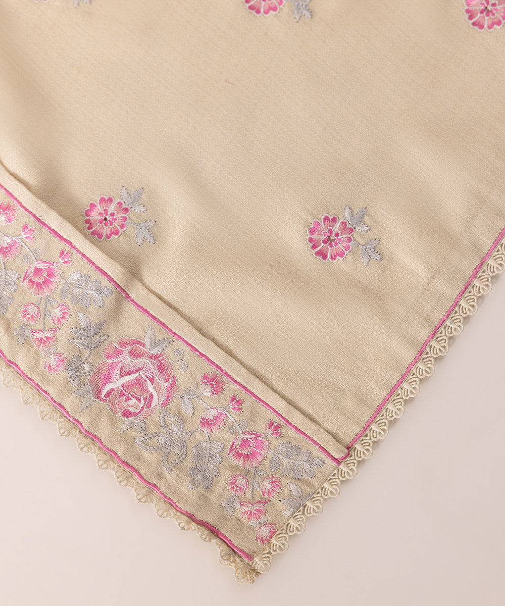 Blended Embroidered Beige Shawl