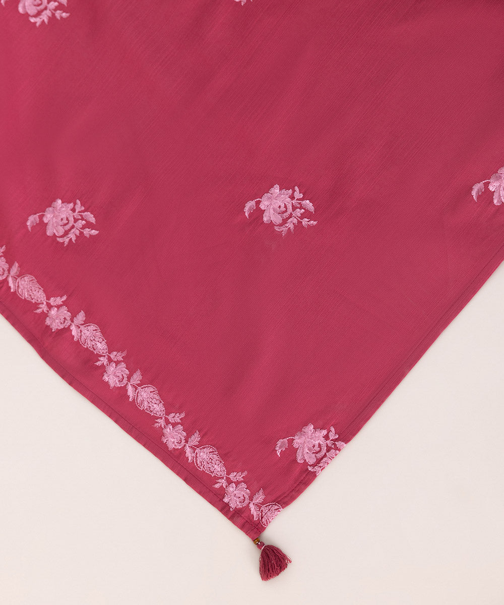 Khaddar Embroidered Punch Pink Dupatta