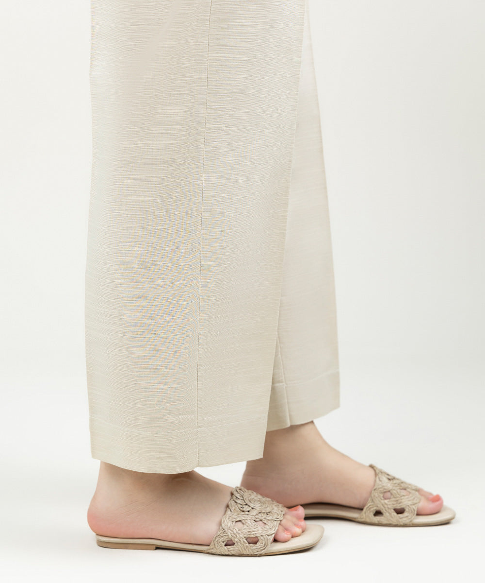 Women's Pret Khaddar Solid Beige Straight Pants