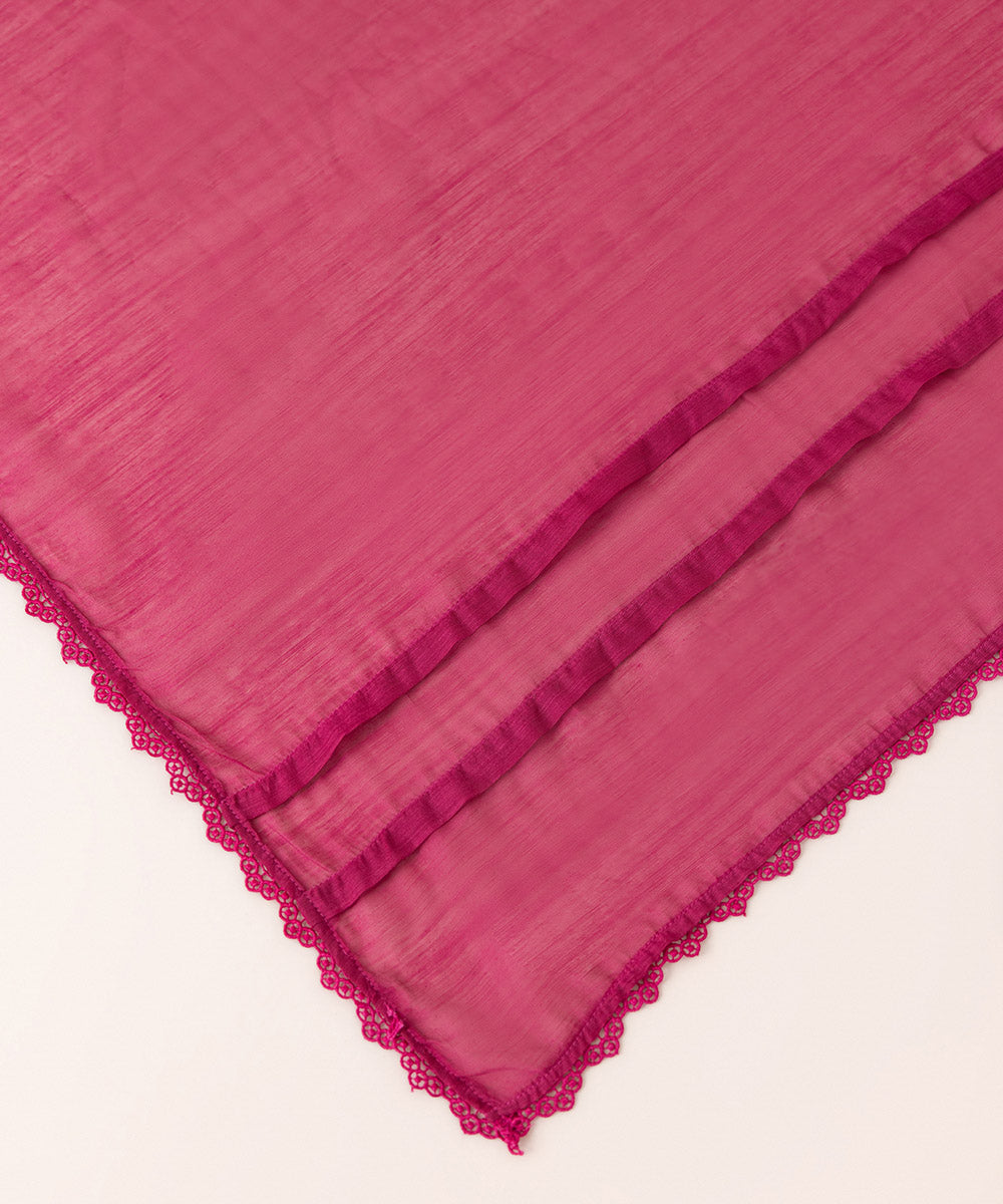 Dull Raw Silk Solid Magenta Dupatta