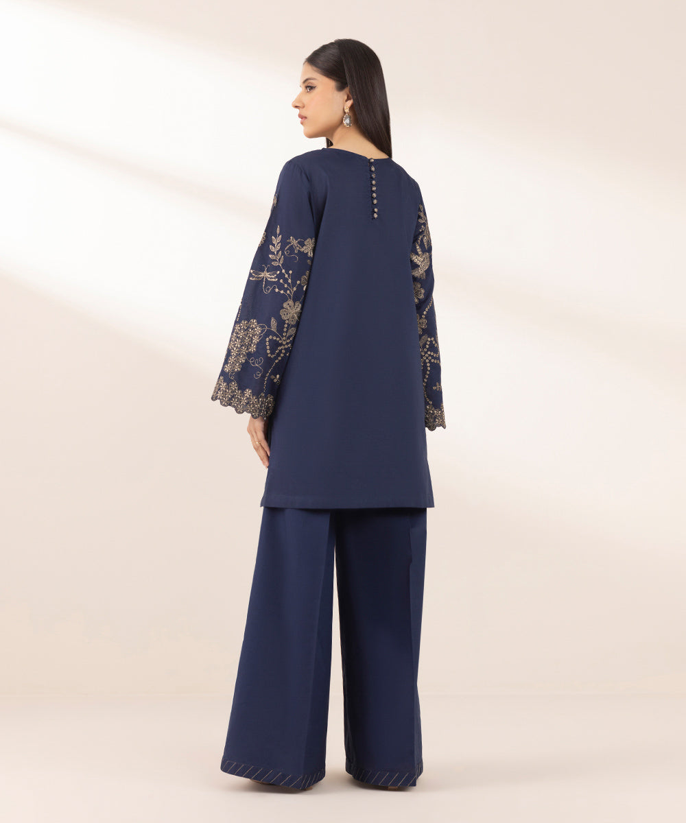 Women's Pret Lawn Blue Embroidered A-Line Shirt