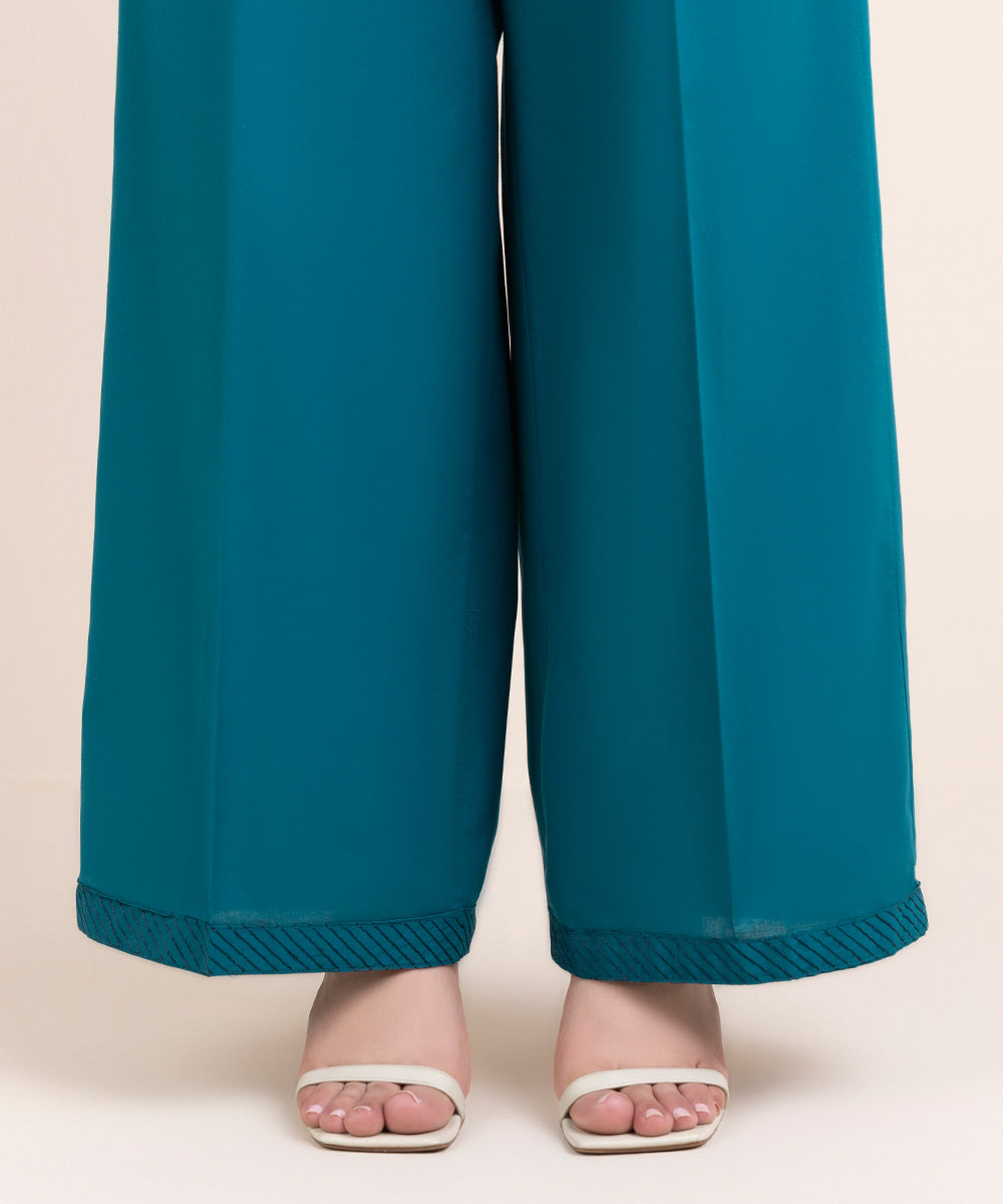 Women's Pret Cambric Blue Solid Culottes