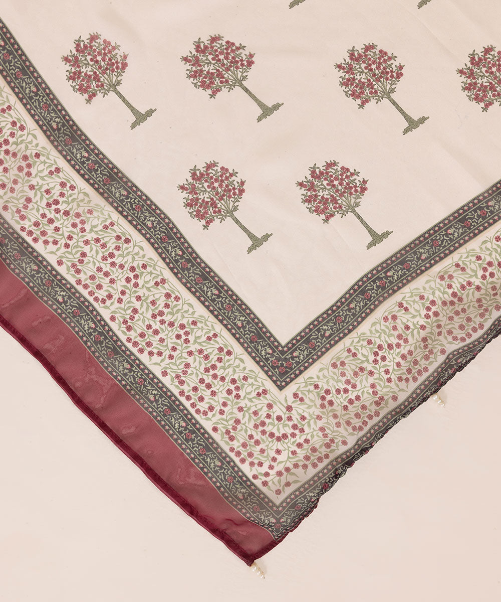 Blended Tissue Off White Printed Dupatta