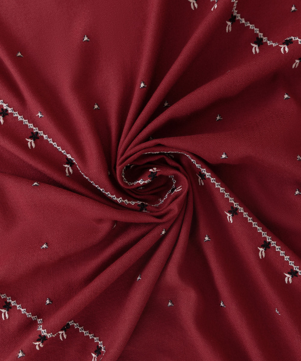 Embroidered Red Blended Shawl