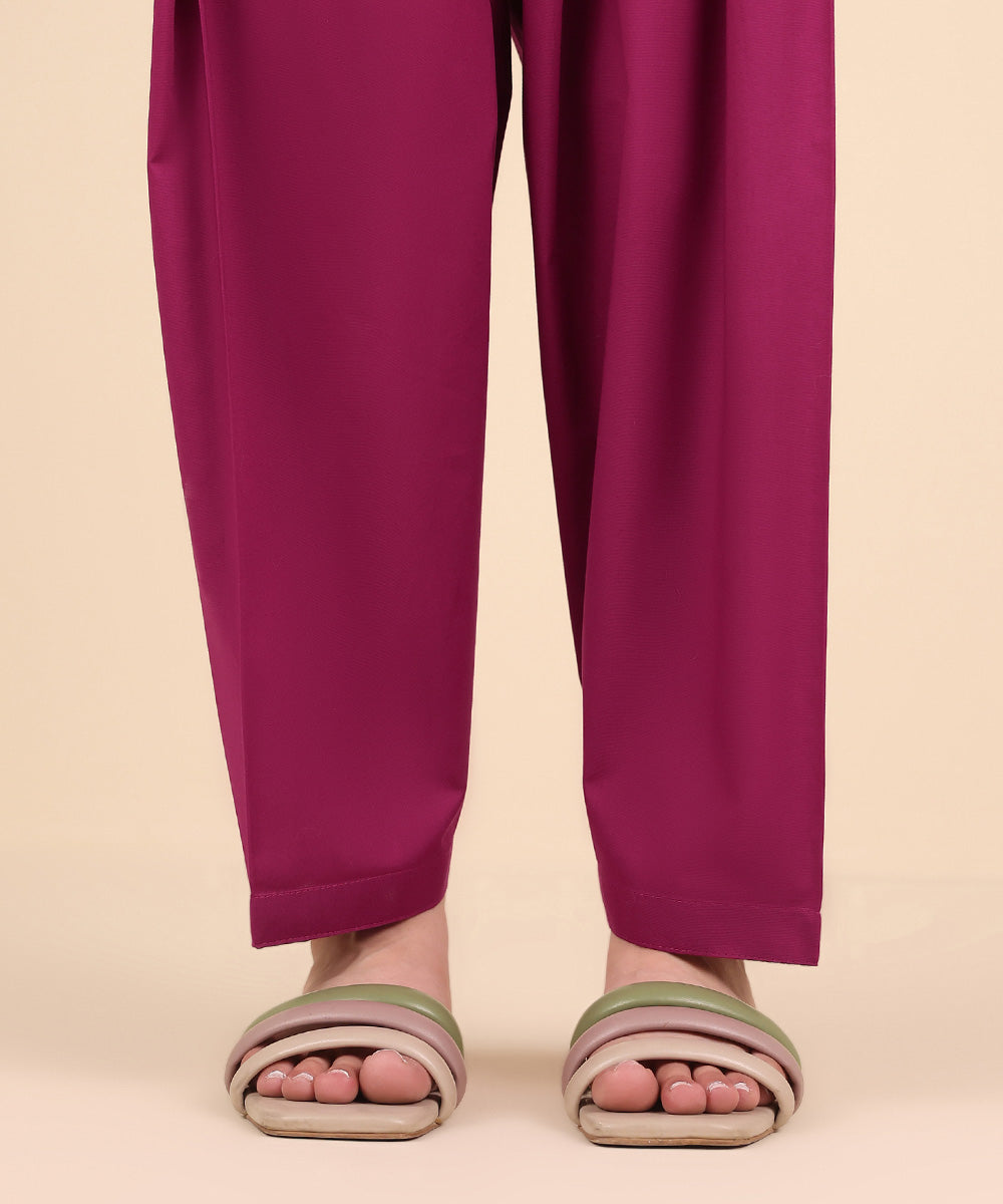 Women's Pret Cambric Pink Solid Shalwar