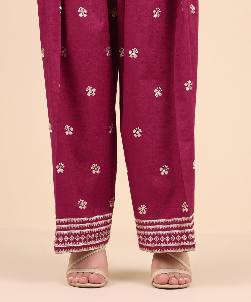 Women's Pret Dobby Pink Embroidered Shalwar