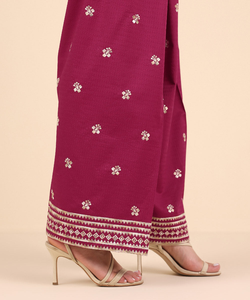 Women's Pret Dobby Pink Embroidered Shalwar