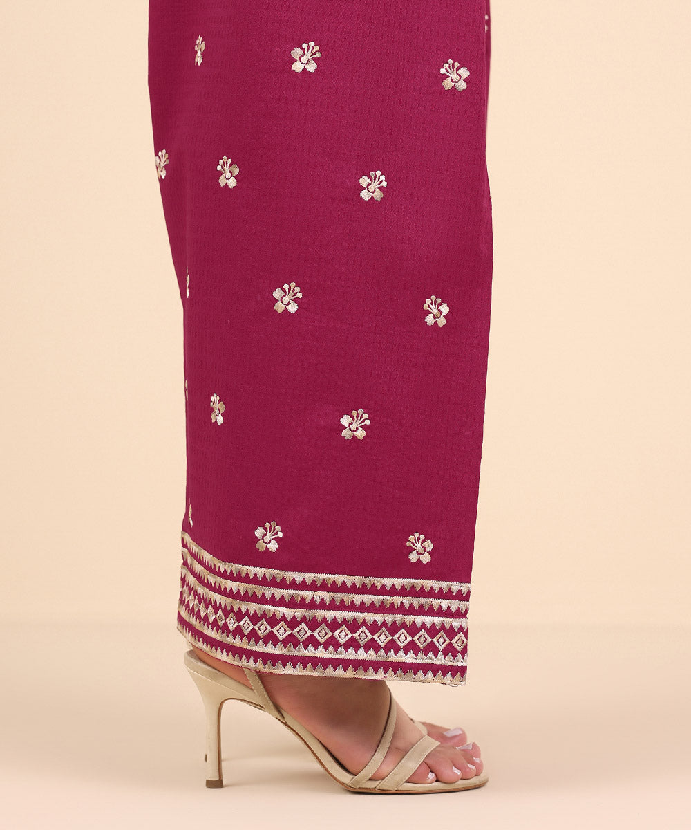 Women's Pret Dobby Pink Embroidered Shalwar