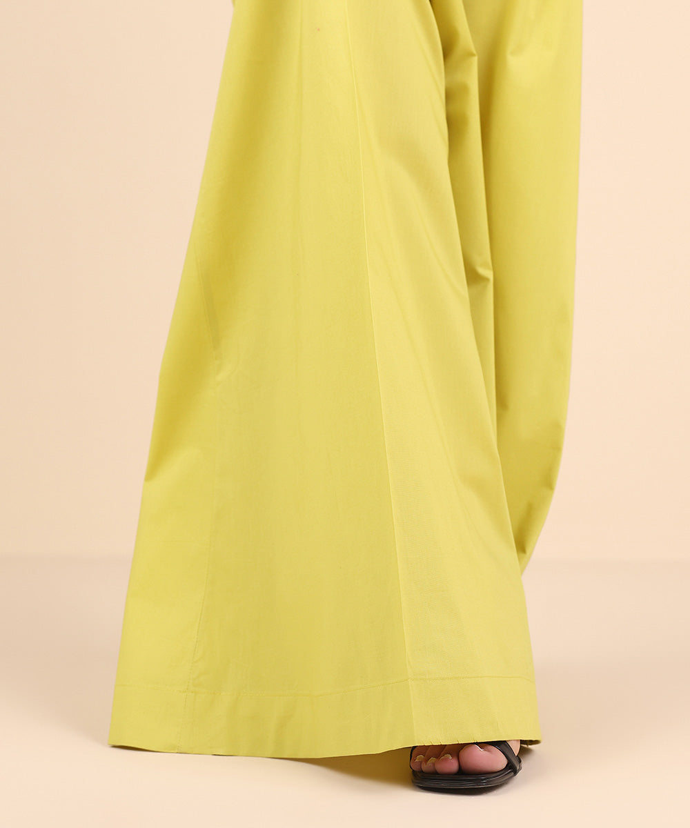 Women's Pret Cambric Yellow Solid Sharara