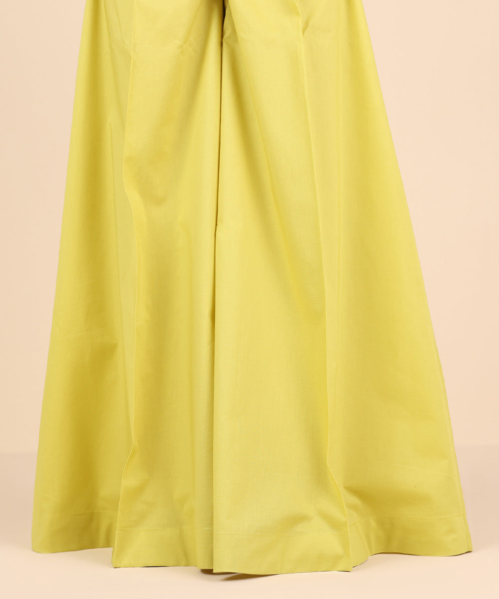 Women's Pret Cambric Yellow Solid Sharara