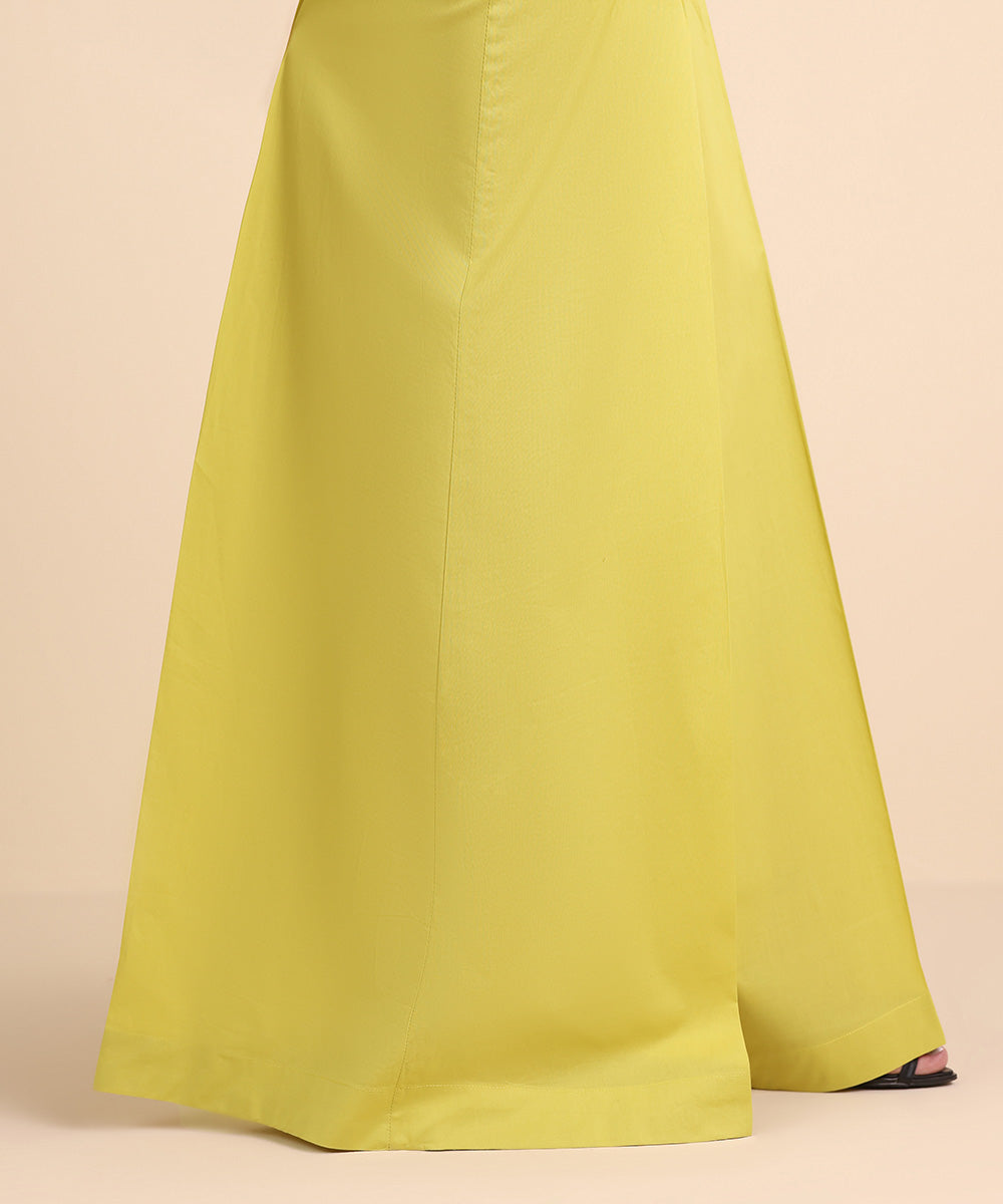 Women's Pret Cambric Yellow Solid Sharara