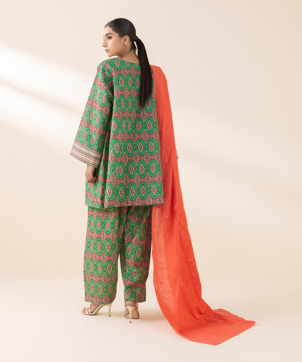 Women's Unstitched Embroidered Green Light Khaddar Three Piece Suit