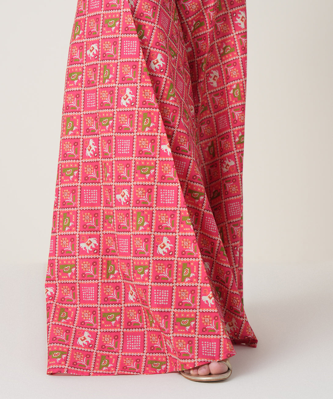Women's RTW Cambric Pink Printed Trousers