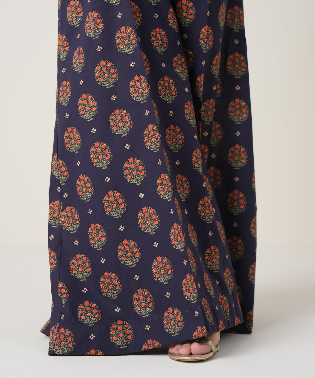 Women's RTW Cambric Blue Printed Trousers