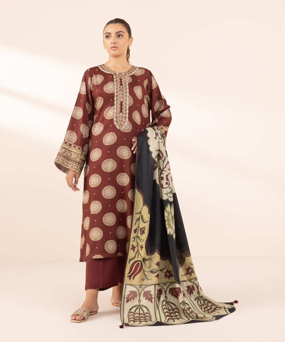 Textured Voile Multi Printed Dupatta