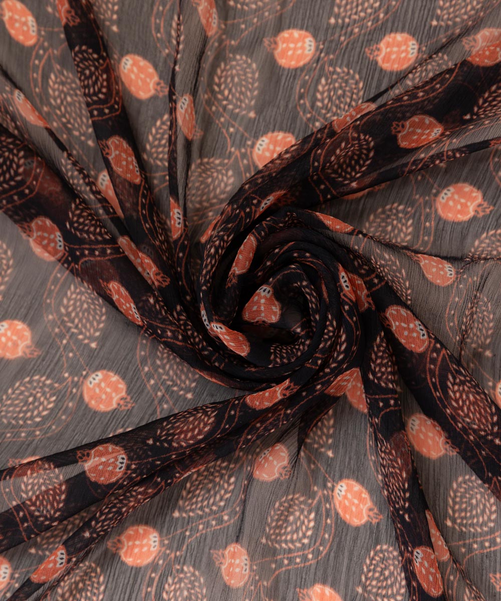 Blended Chiffon Black Printed Dupatta