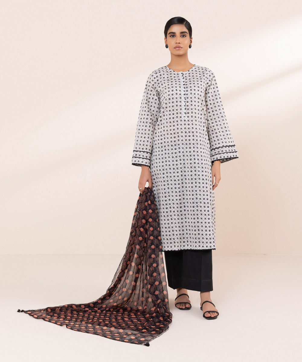 Blended Chiffon Black Printed Dupatta