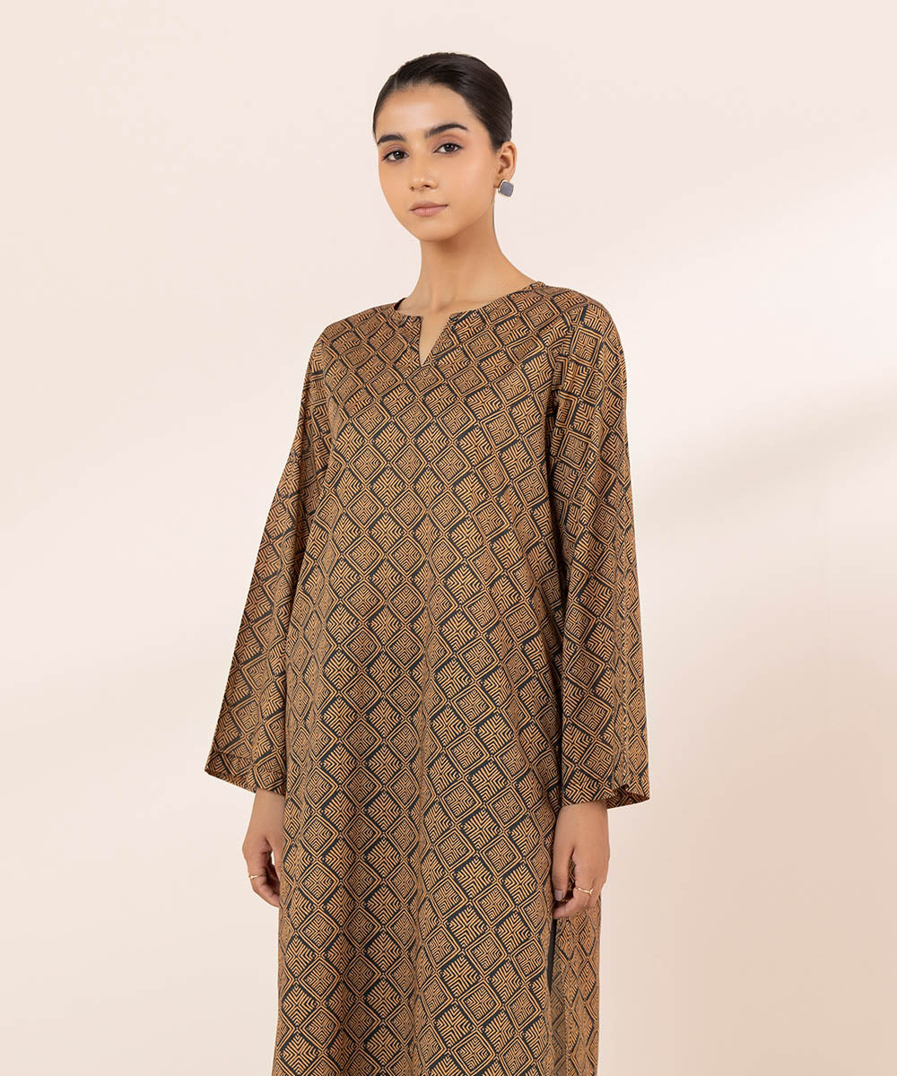 Women's Pret Lawn Brown Printed Straight Shirt