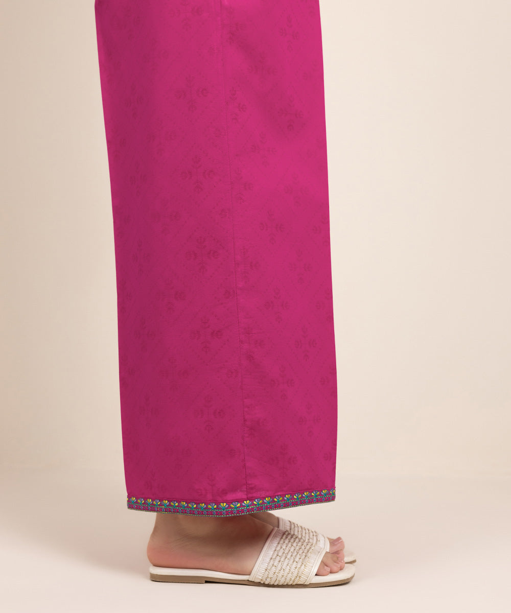 Women's Pret Cotton Embroidered Pink Culottes