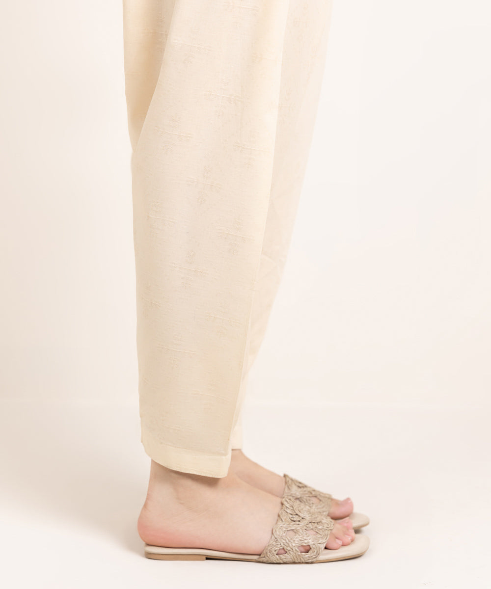 Women's Pret Cotton Solid Beige Shalwar