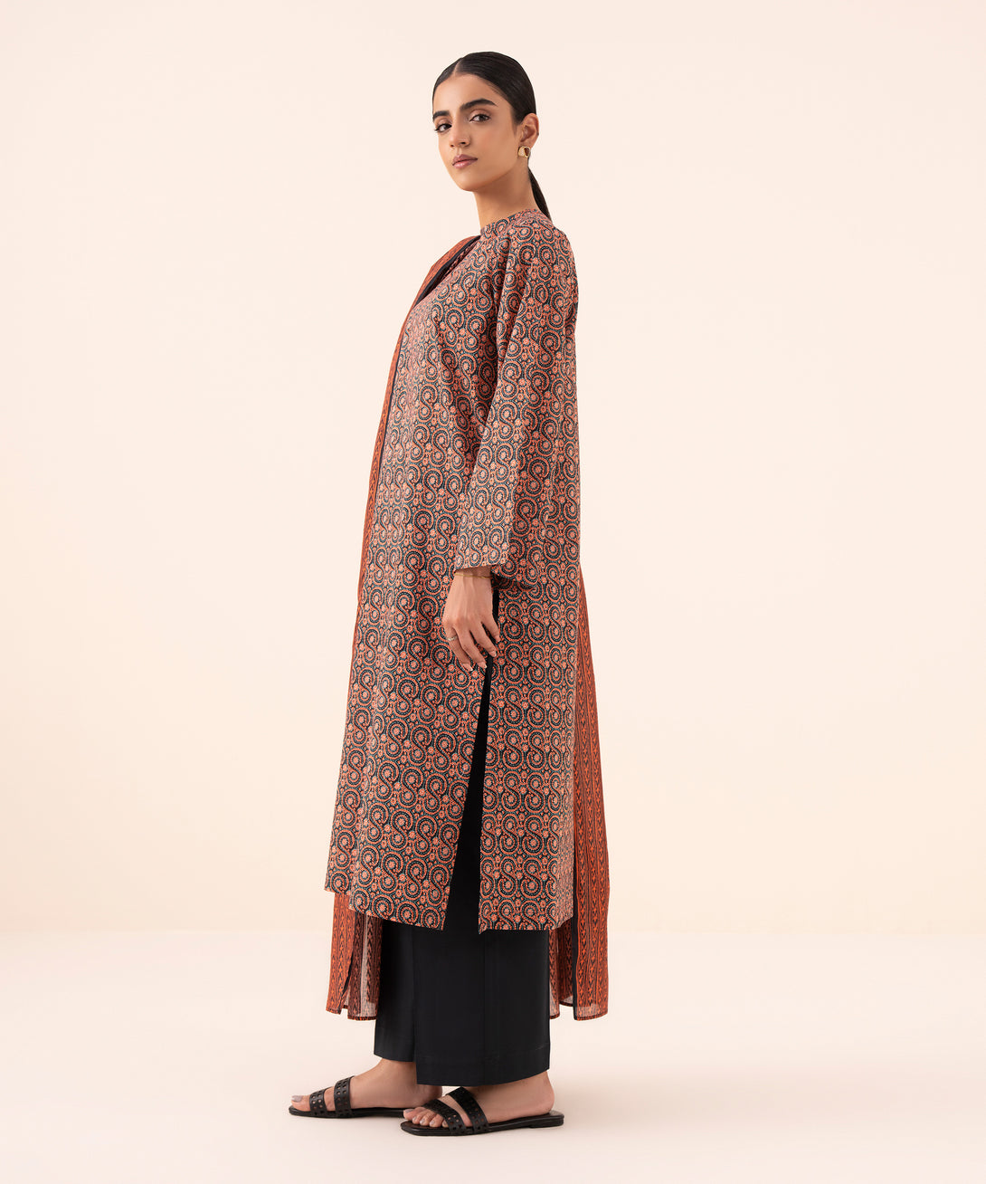 Women's Unstitched Cotton Printed Multi Three Piece Suit