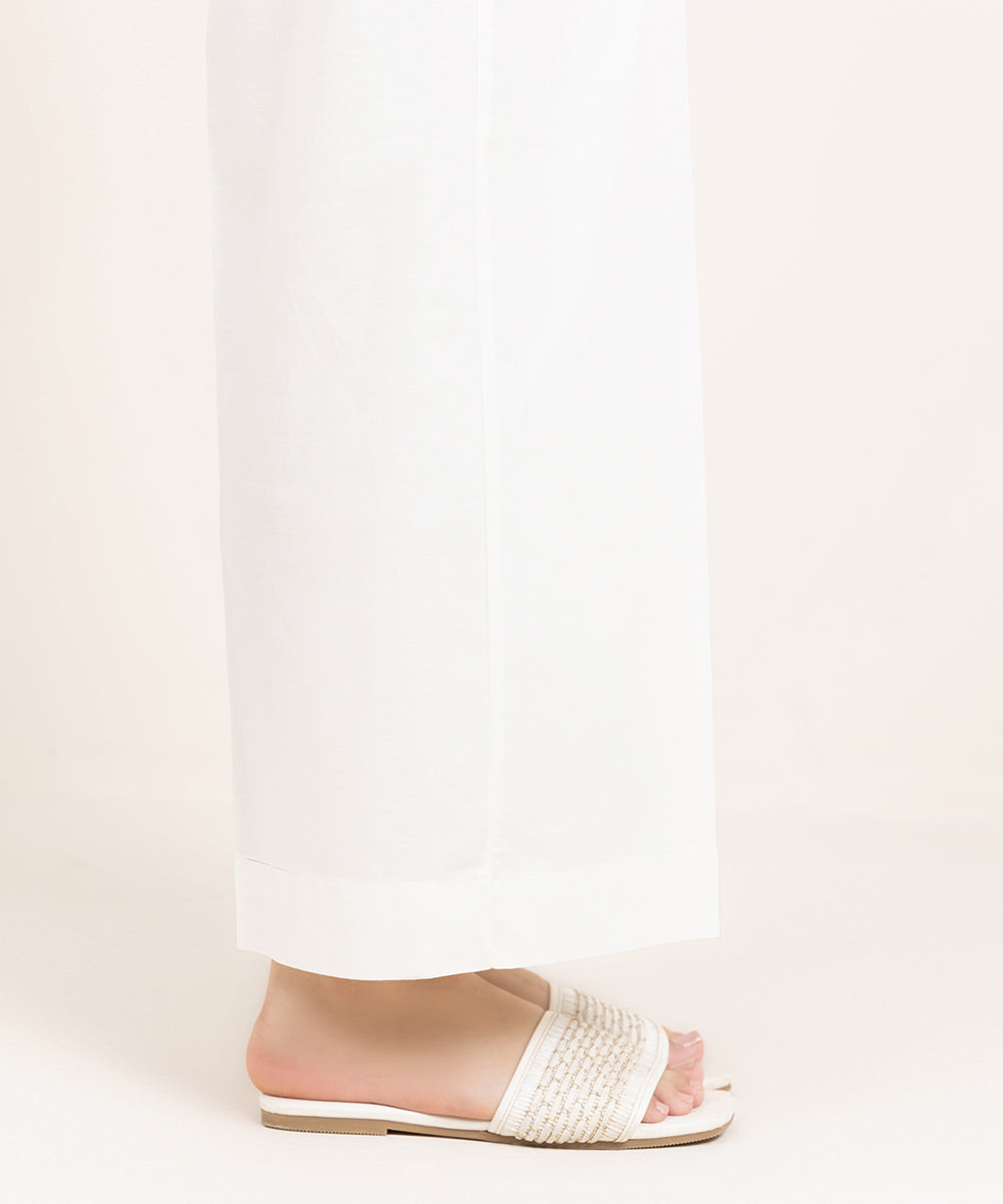 Women's Pret Cotton Viscose Solid Off White Culottes