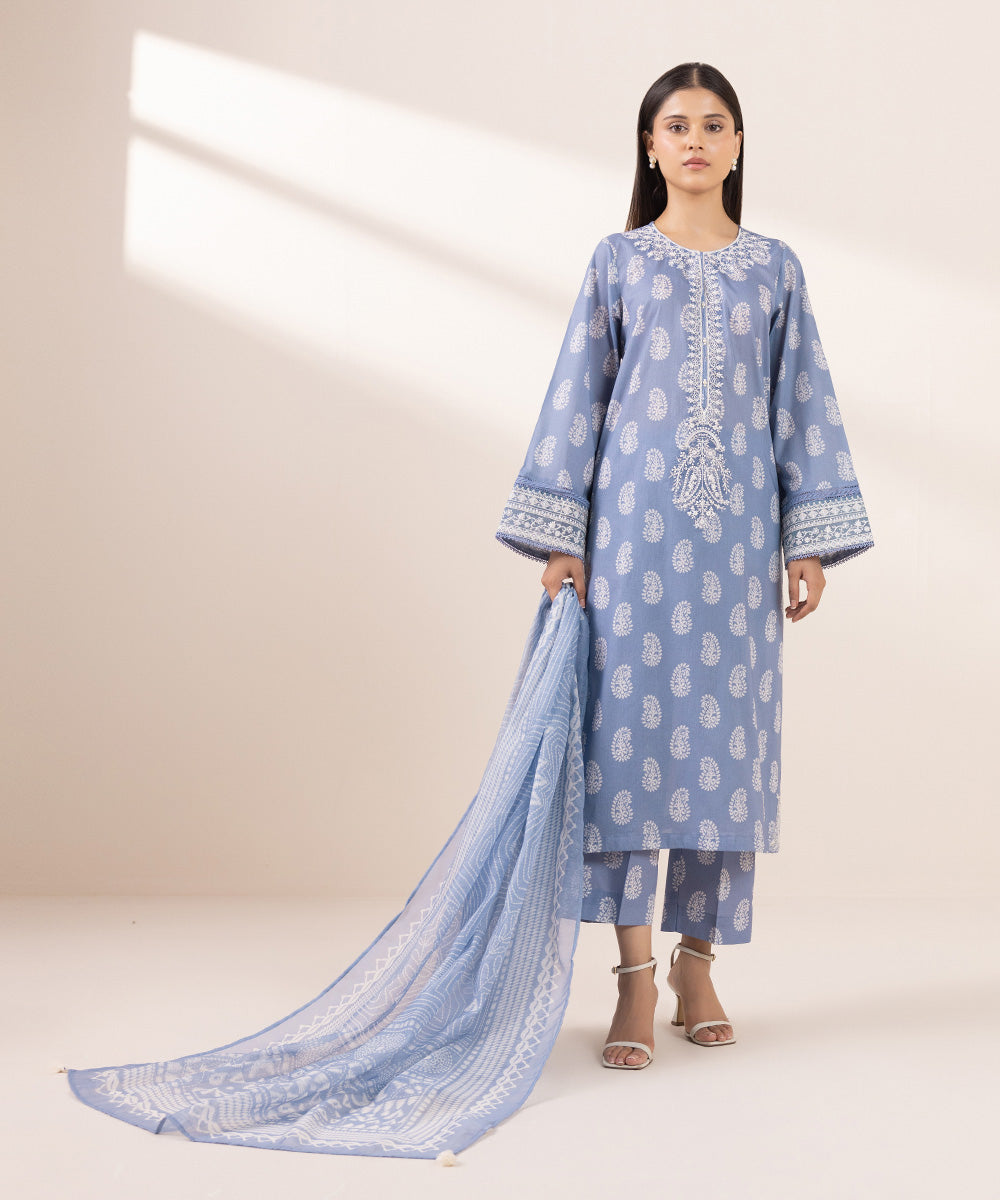 Manar Blue Printed Dupatta