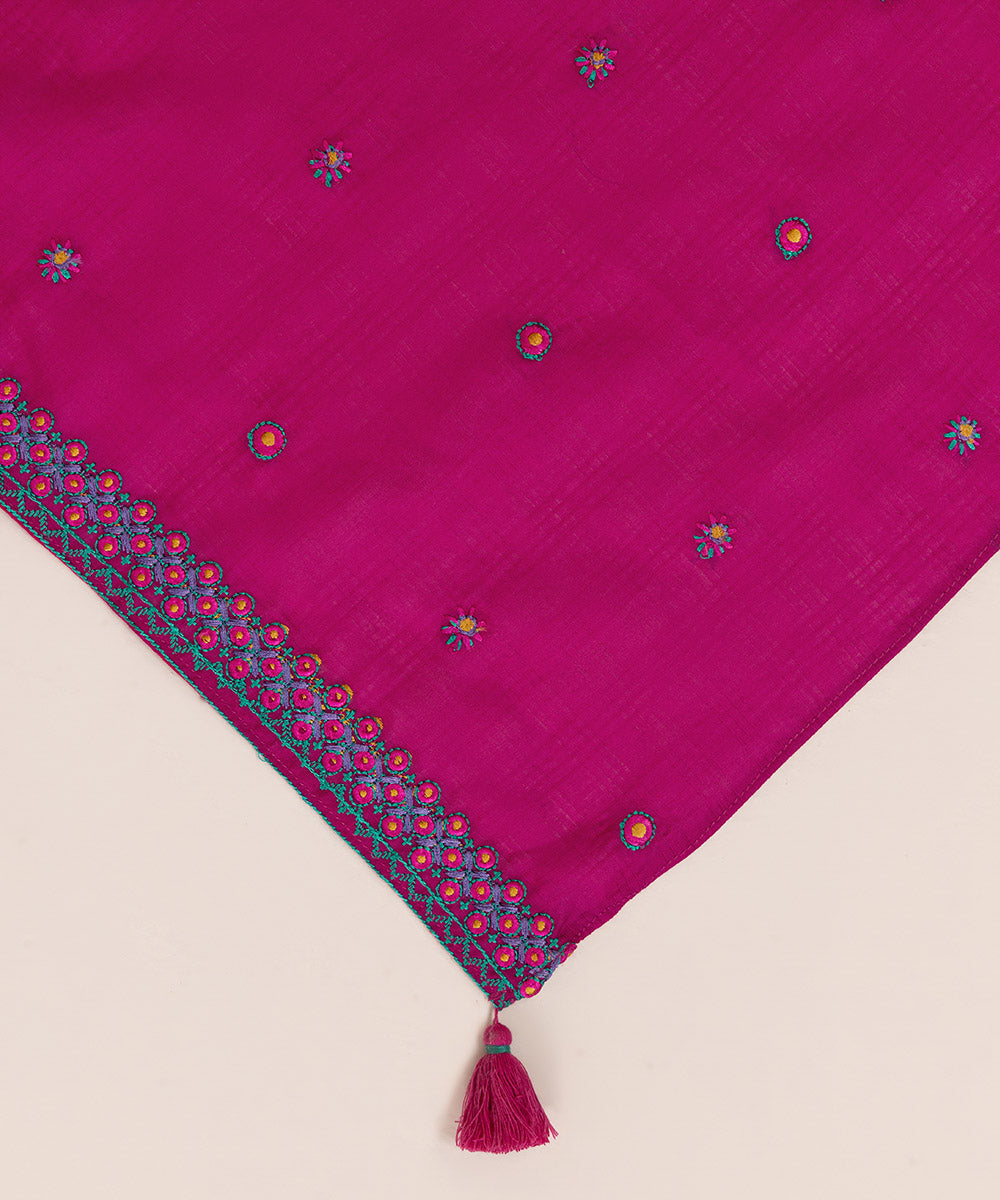 Textured Voile Pink Embroidered Dupatta