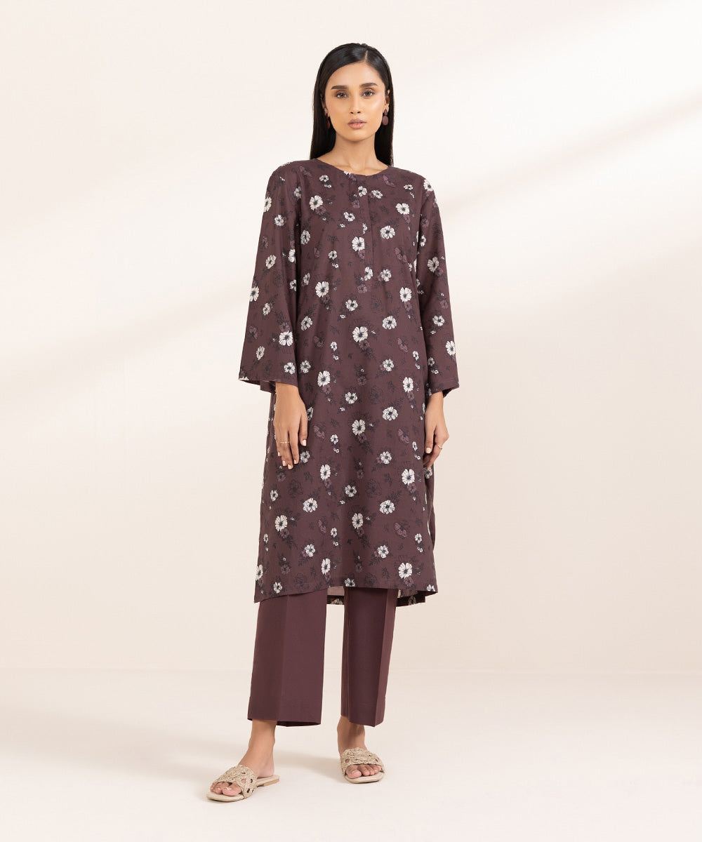 Women's Pret Lawn Printed Brown A-Line Shirt