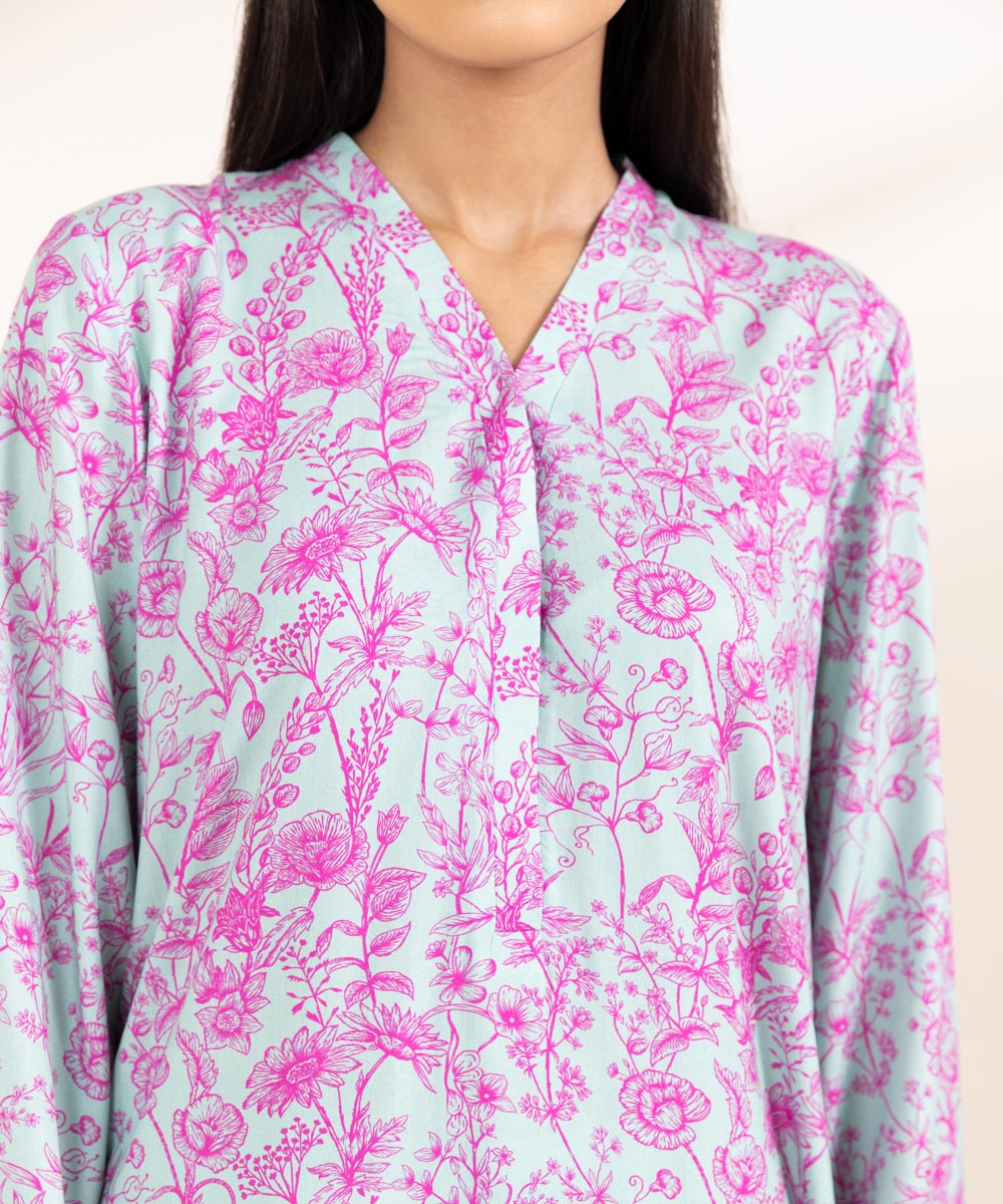 Women's Pret Arabic Lawn Printed Purple A-Line Shirt