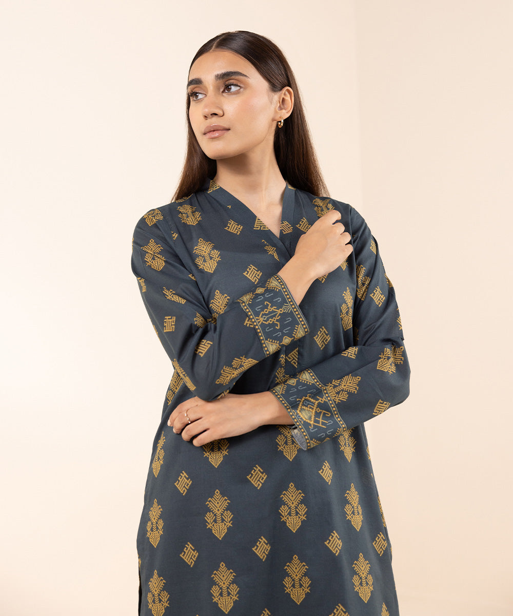 Women's Pret Lawn Printed Blue A-Line Shirt