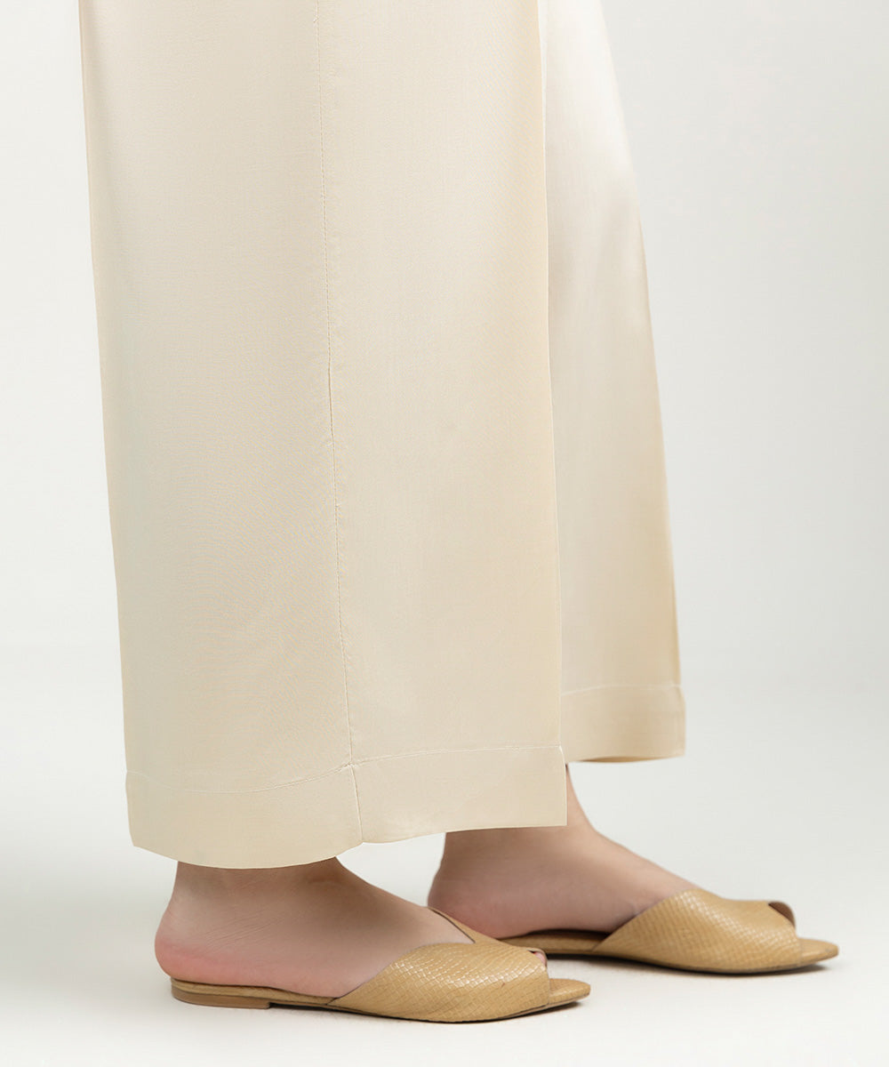 Women's Pret Linen Solid Beige Culottes