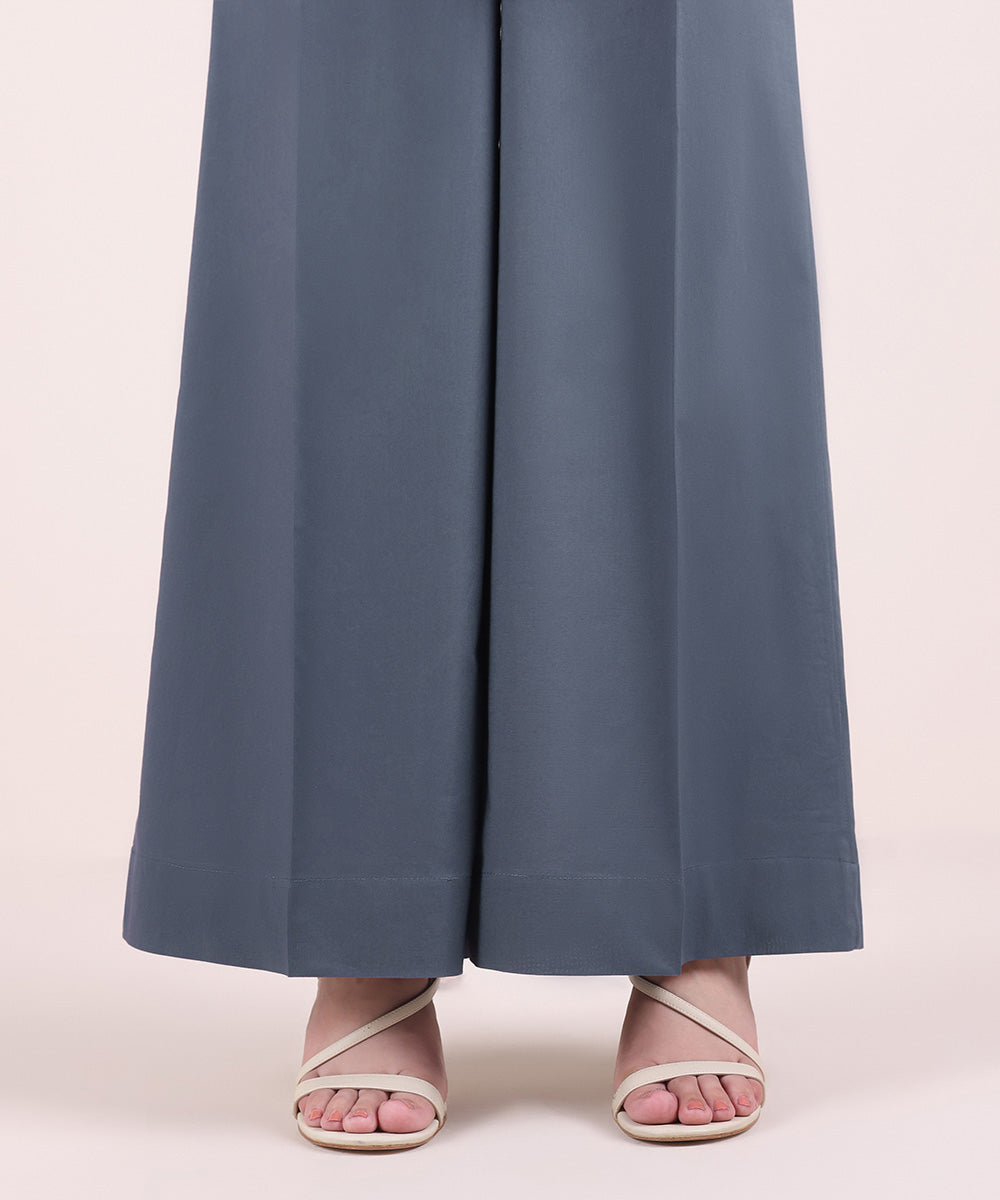 Women's Pret Cambric Solid Grey Blue Culottes