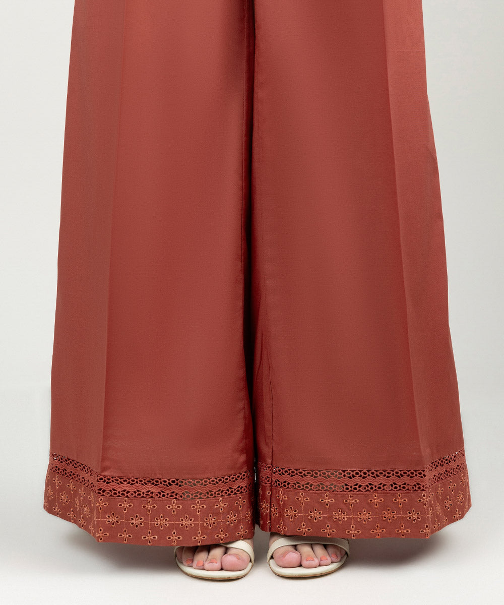 Women's Pret Cambric Embroidered Red Culottes