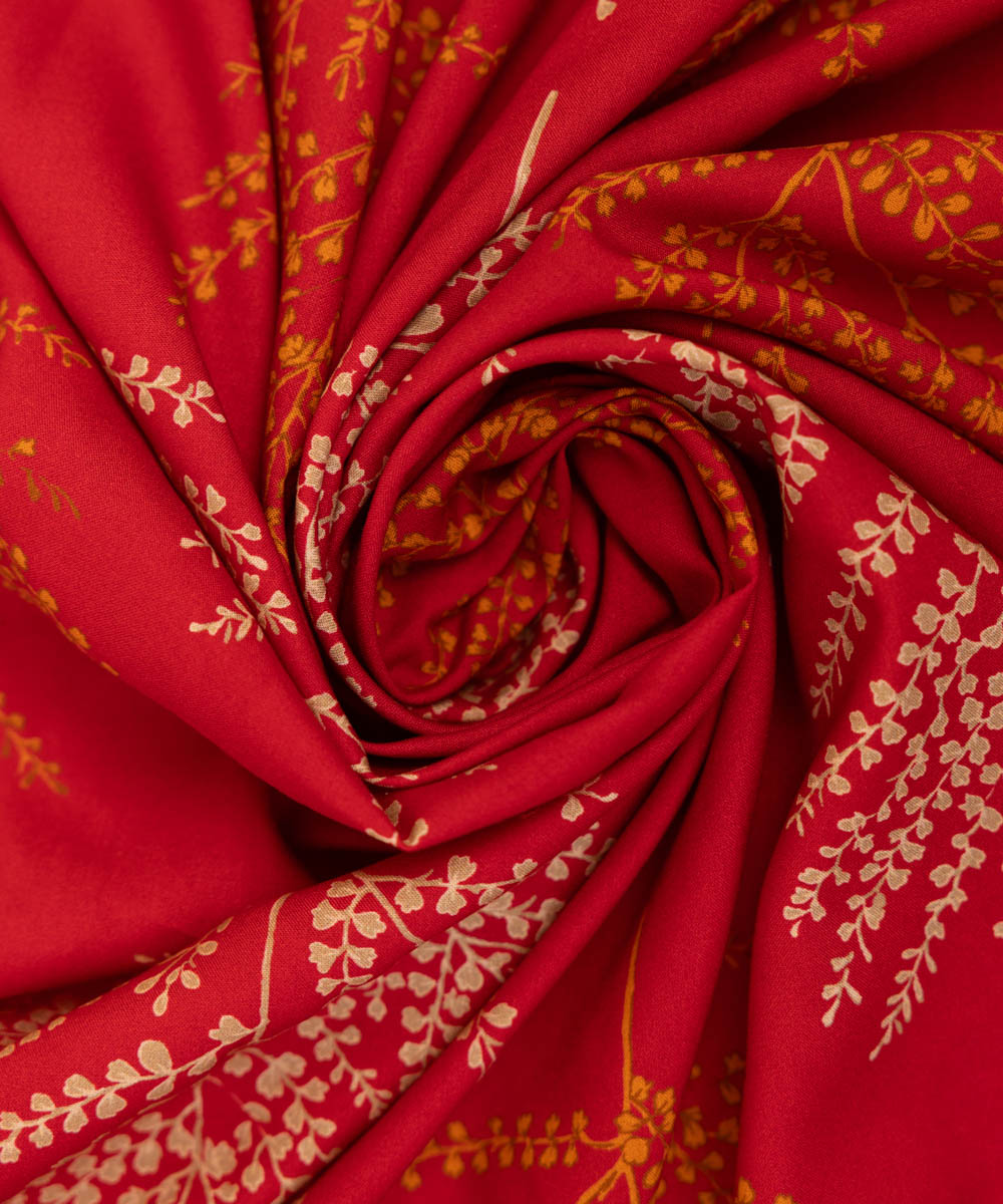 Linen Red Printed Dupatta