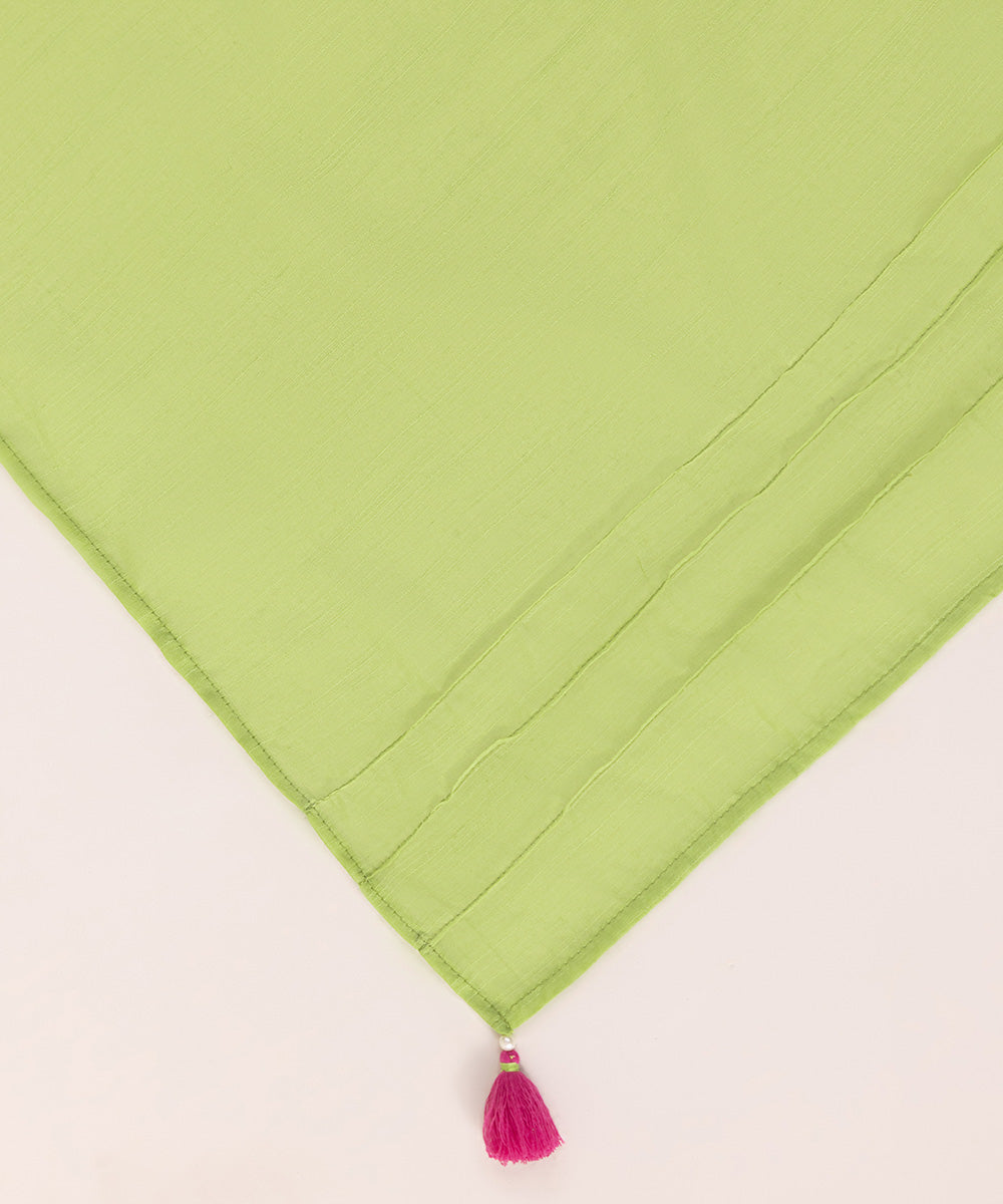 Dull Raw Silk Solid Apple Green Dupatta