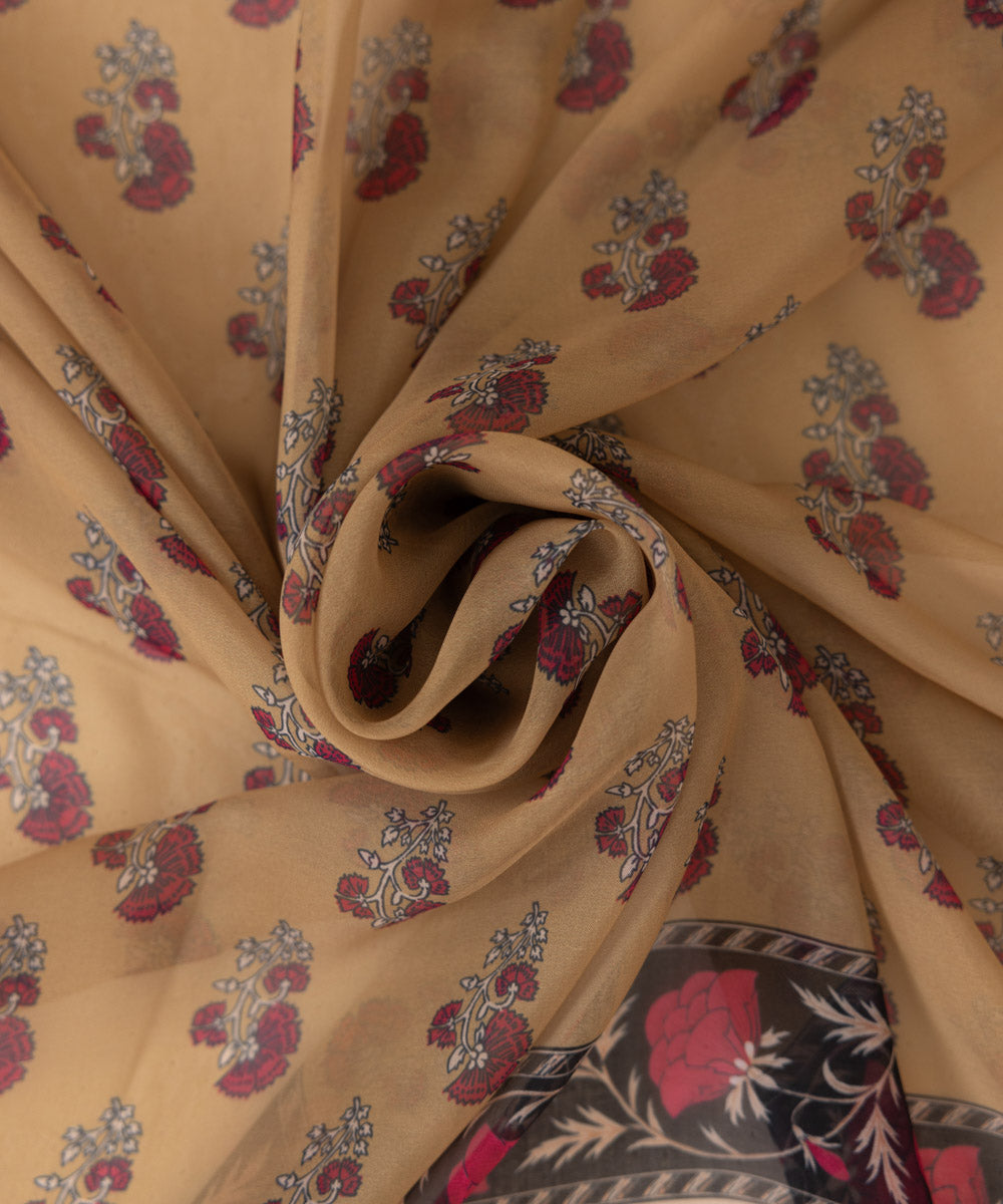 Blended Tissue Printed Brown Dupatta