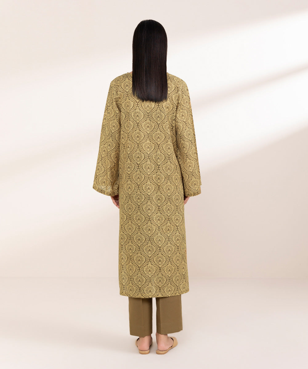 Women's Pret Khaddar Brown Printed A-Line Shirt