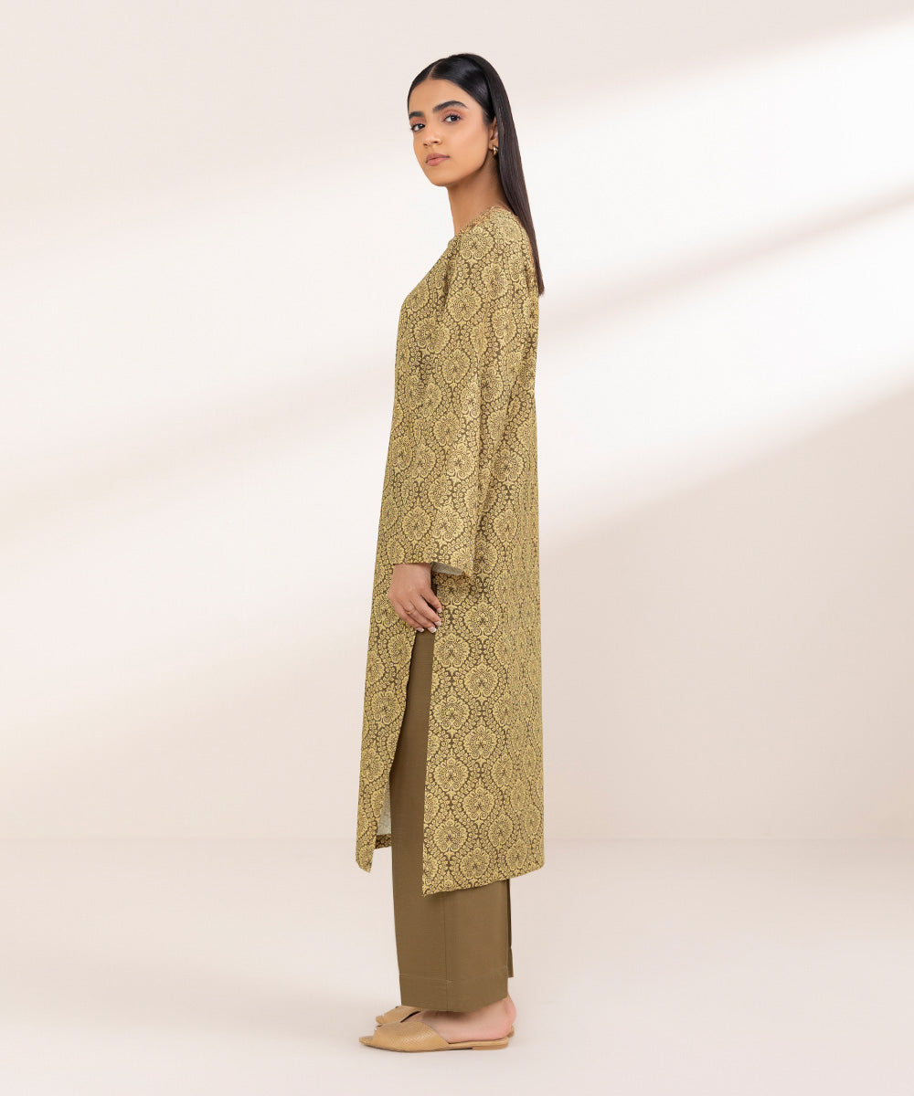 Women's Pret Khaddar Brown Printed A-Line Shirt