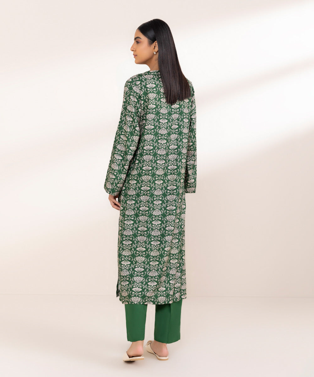 Women's Pret Linen Green Printed A-Line Shirt