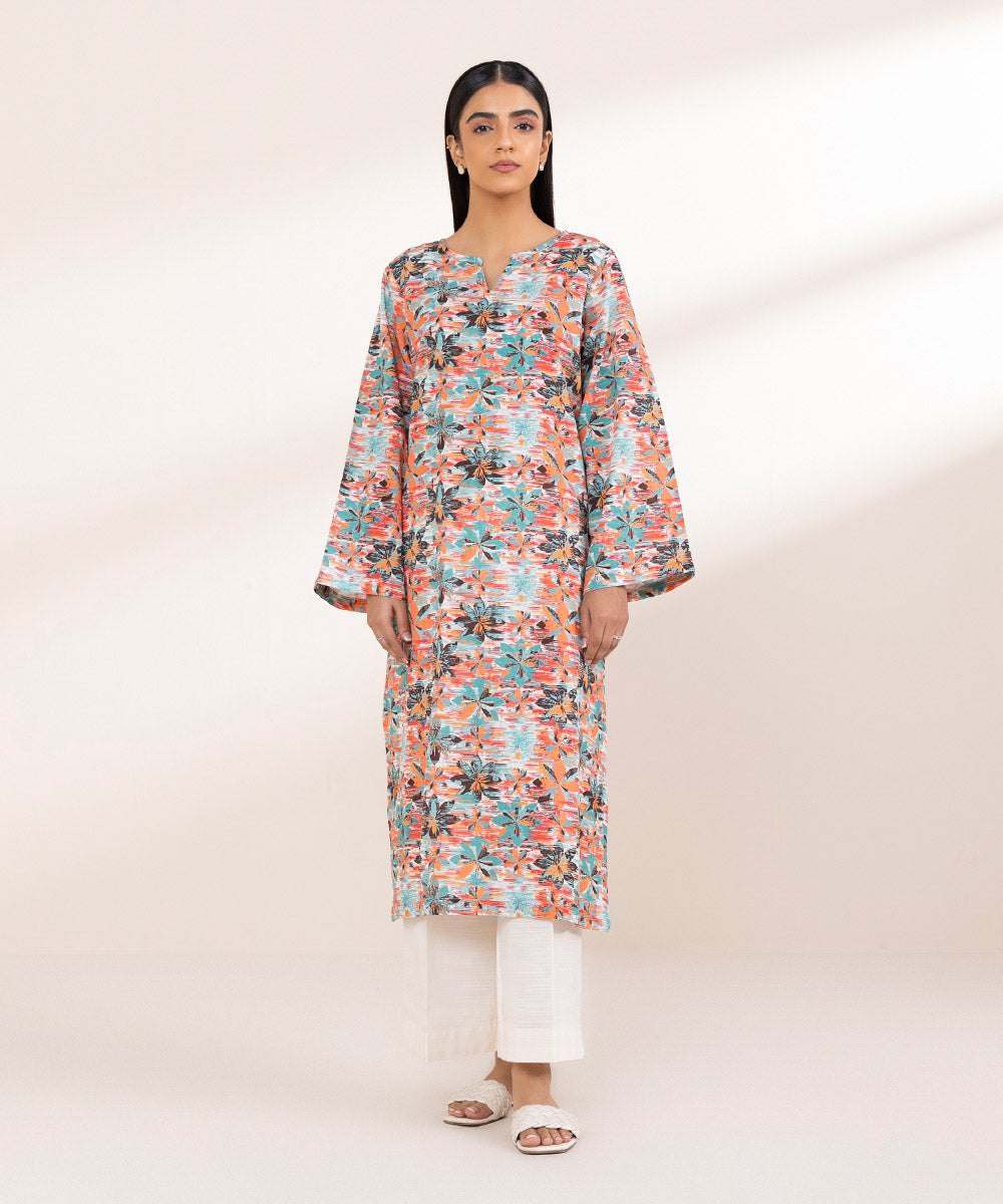 Women's Pret Khaddar Multi Printed A-Line Shirt